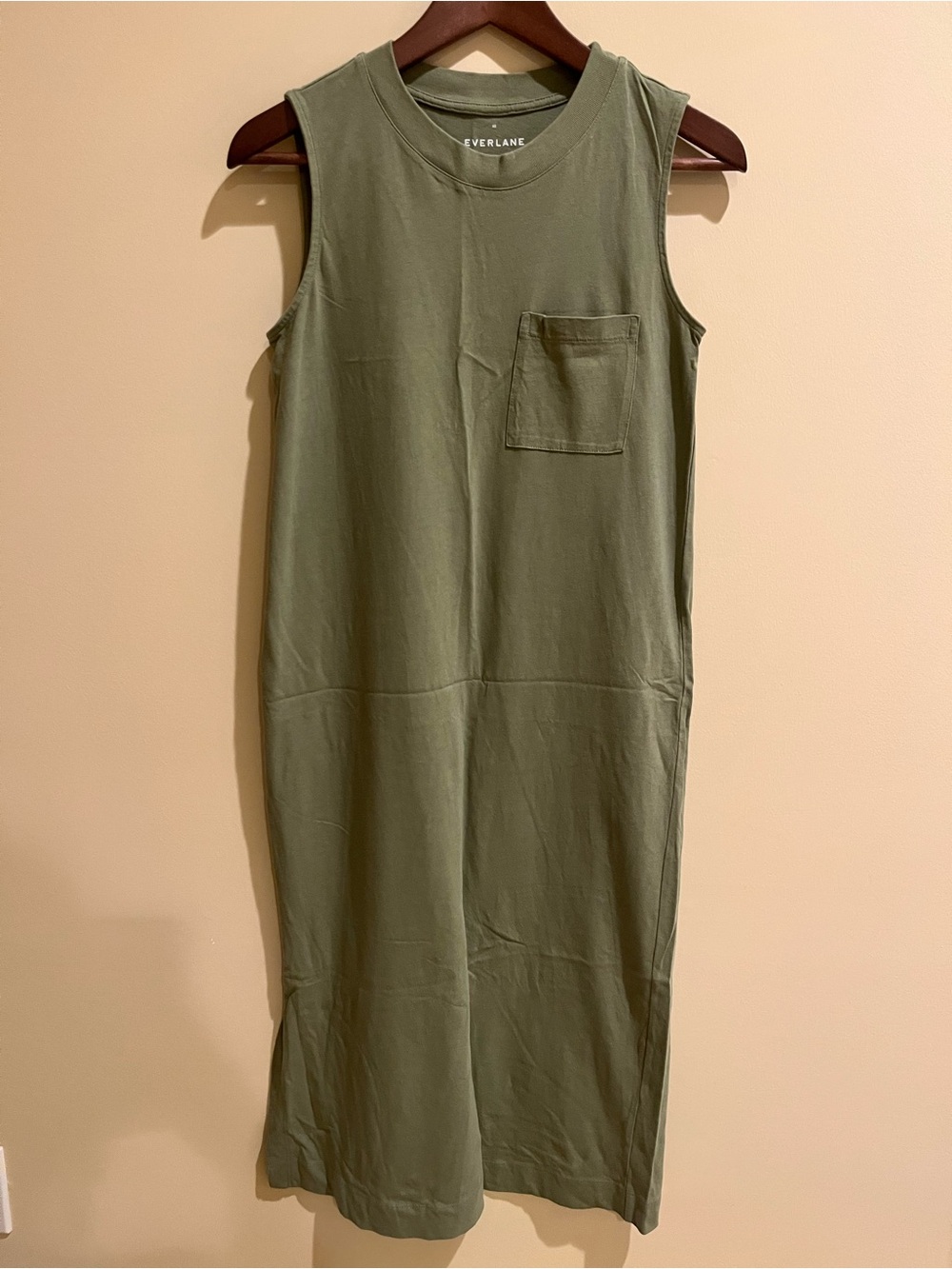 Everlane Olive Green Sleeveless Cotton Romper Dress